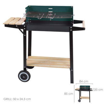 BARBACOA CON BALDAS DE MADERA 85X35X84