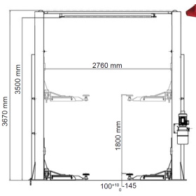 ELEVADOR SIN BASE ELECTROHIDRAULICO DOS COLUMNAS 220 V. 4000KG.