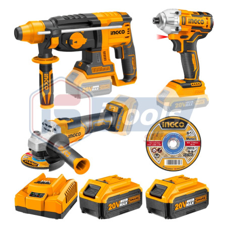PACK 3 MAQUINAS DE BATERIA INGCO 20 V. MOTOR BRUSHLESS