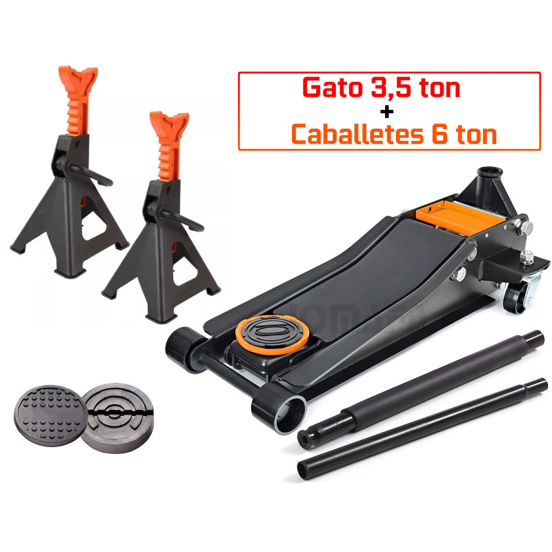 KIT GATO DE CARRETILLA PERFIL BAJO 3´5 TM + JUEGO DE CABALLETES 6 TM