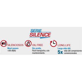 COMPRESOR DE AIRE  SERIE SILENCE 6 LIROS, 8 BARES,3/4 HP