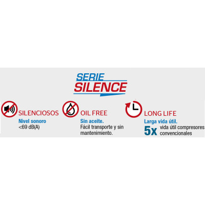 COMPRESOR DE AIRE  SERIE SILENCE 6 LIROS, 8 BARES,3/4 HP