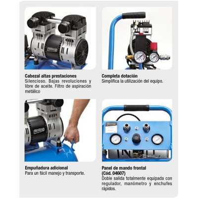 COMPRESOR DE AIRE SERIE SILENCE 50 L. 8 BARES 1´5 HP