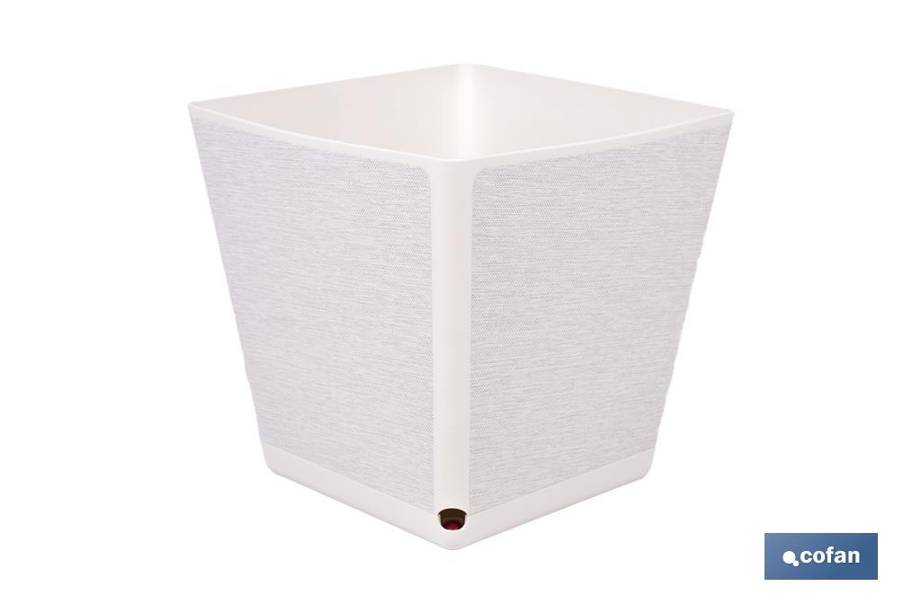 MACETA O MACETERO GAMA TEXTIL CUADRADA COLOR BLANCO PP 180 X 180 X 180 MM 3,7 L VENTA UNITARIA