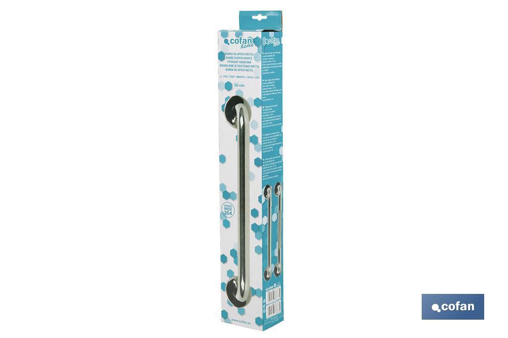 BARRA DE APOYO RECTA DE ACERO INOXIDABLE 304 (50 X 2.5 CM) (PACK: 1 UDS)