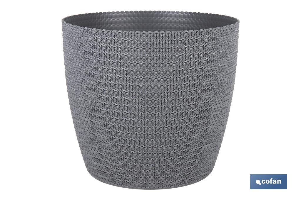 MACETA O MACETERO TRENZADA COLOR GRIS OSCURO PP Ø 306 X 262 MM 15,6 L VENTA UNITARIA