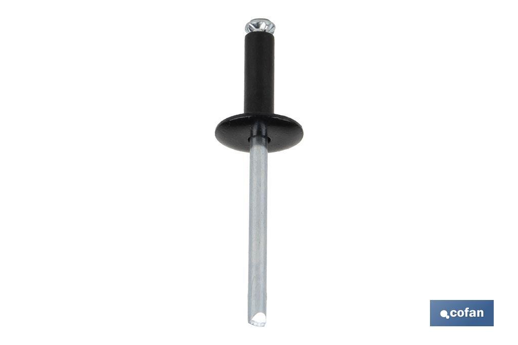 REMACHE FLOR ALA ANCHA NEGRO 4 X 16 MM (PACK: 500 UDS)